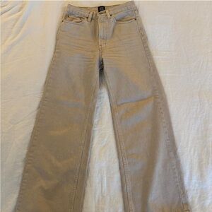 BDG High and Wide High Rise Wide Leg Jeans in Tan / Light Beige / Cream